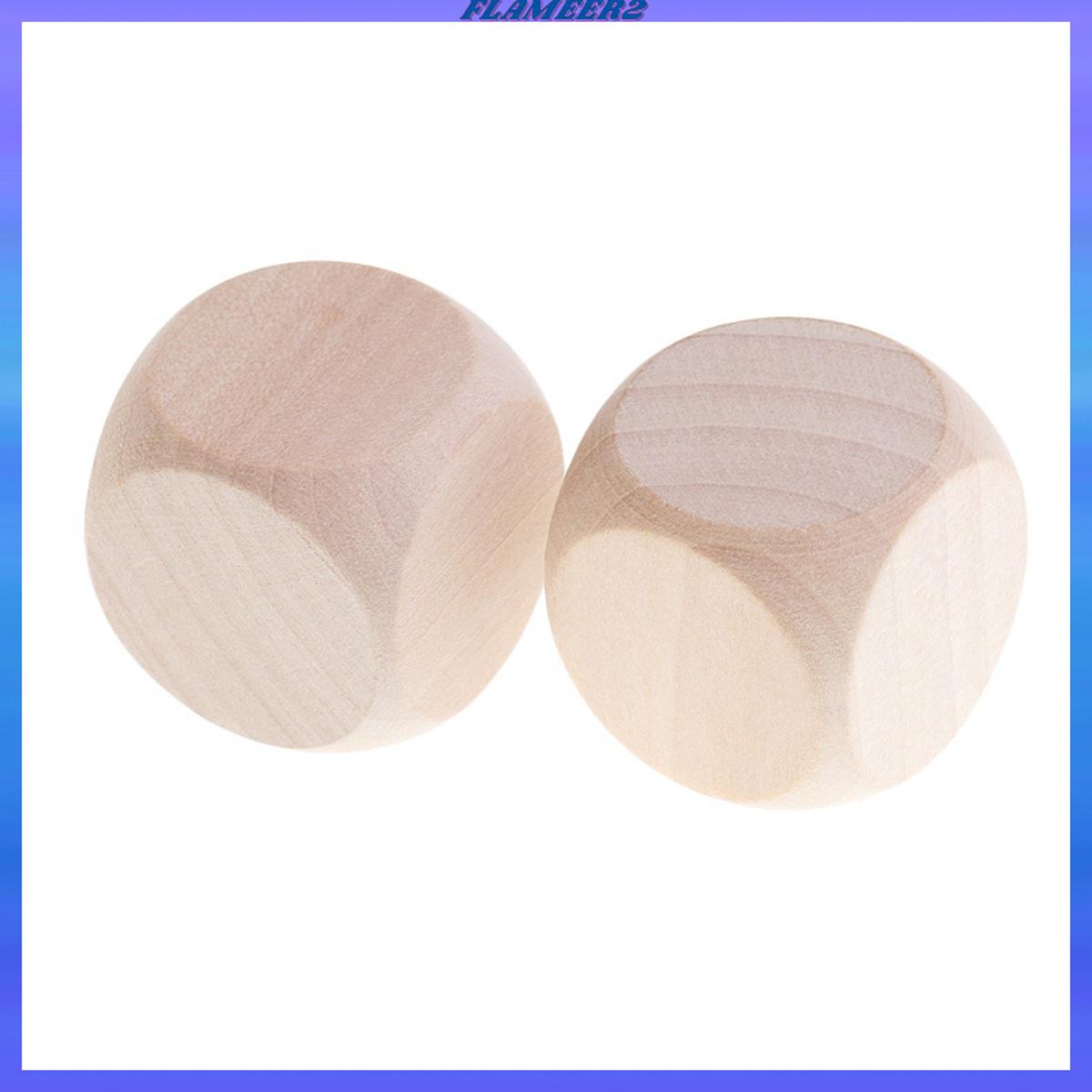 【FLAMEER2】 10PCS Wooden Blank Blocks Dice Six Sided Dice Teaching for Kid DIY Craft 3cm