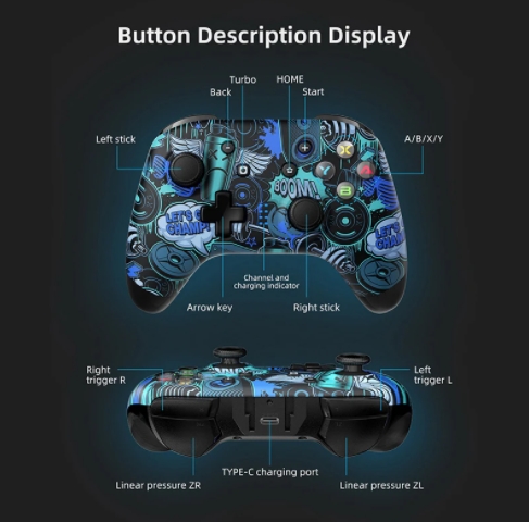 EasySMX 9124 Bluetooth Game Controller, Wireless Gamepad Joystick Compatible with Nintendo Switch, PC, Smart TV, Phone. 