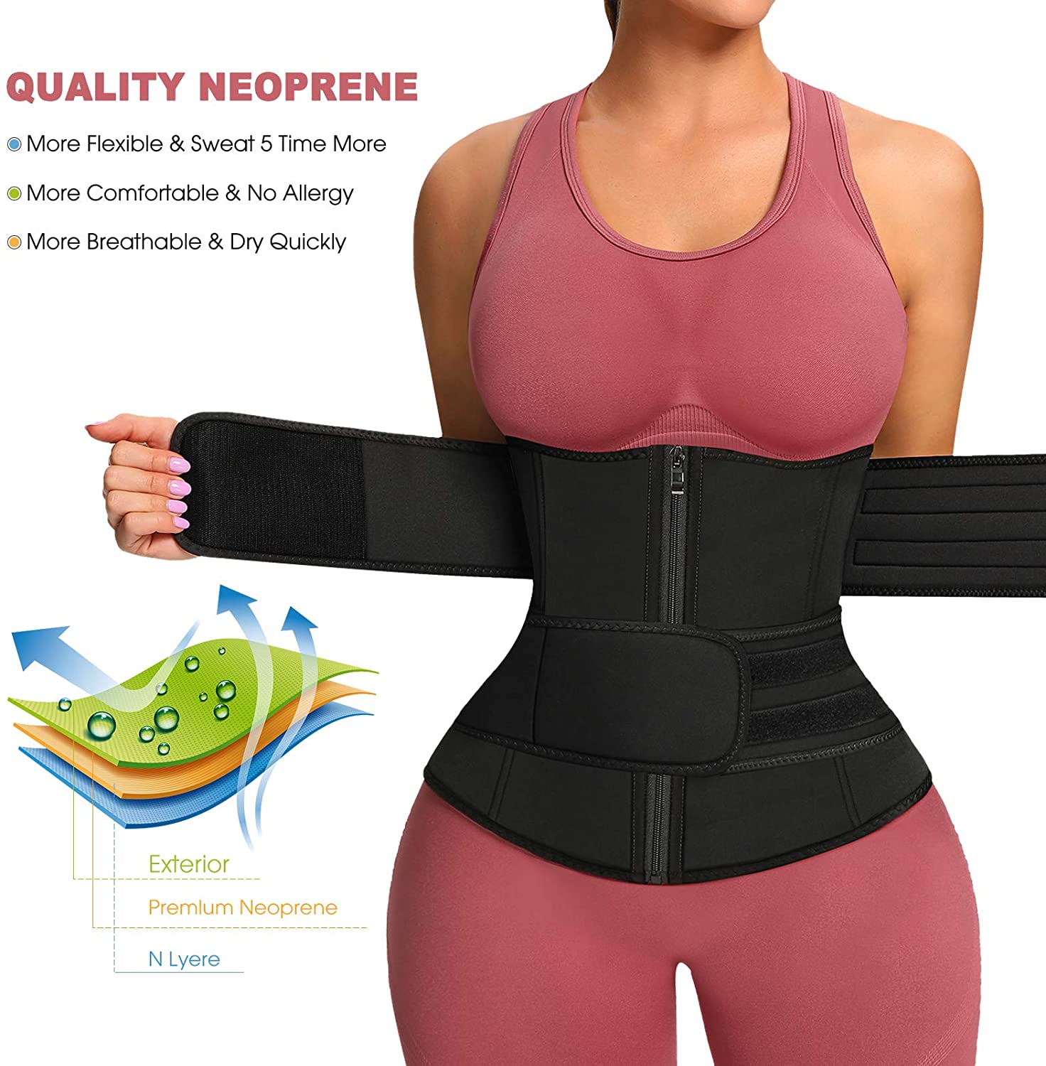 2 Ss 7 Bones Neoprene Waist Trainer Body Shaper. 
