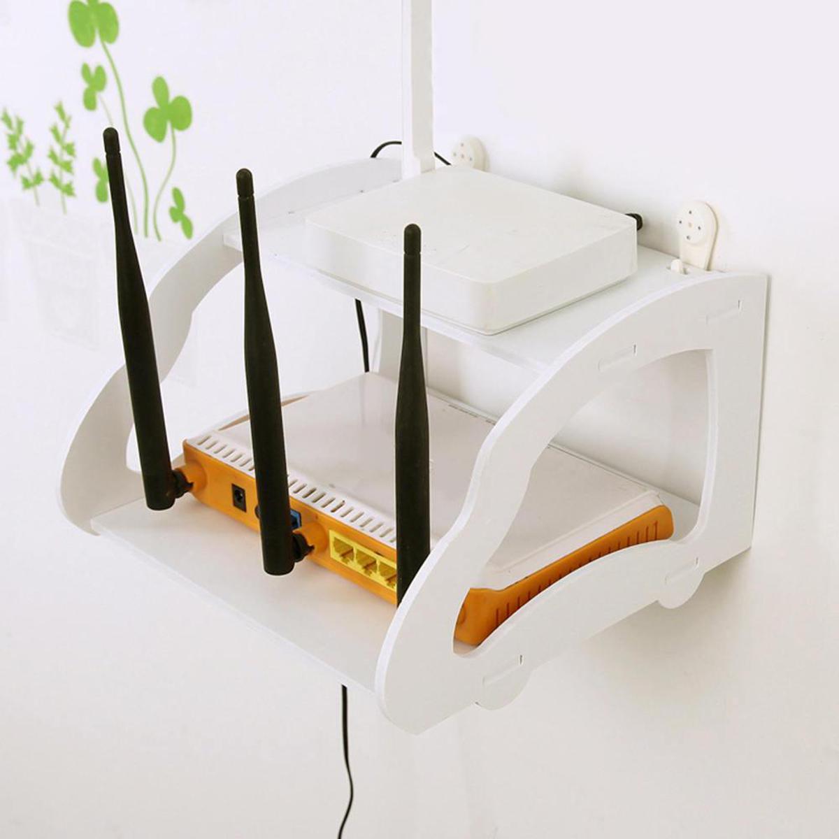 2 layer Wall Mount Wifi Router Storage Rack Wall Mount Wifi Router Storage Set-top Box