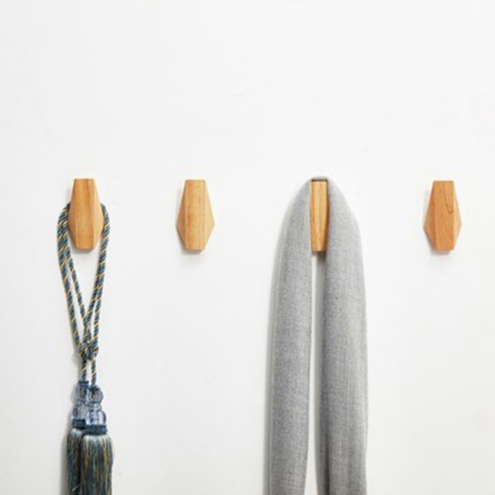 Japanese Style Simple Modern Solid Wood Hook Wall Hang Coat Hooks. 