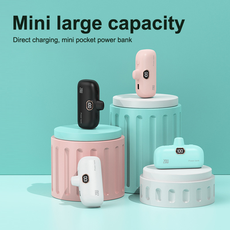 Mini Capsule Power Bank 5000mAh PD Fast Charging Power Bank Portable External Battery For IPhone Xiaomi Wireless Power Bank Tetuo