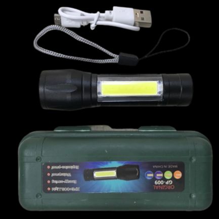 GF009 LED Flashlight COB Rechargeable Zoom Focus