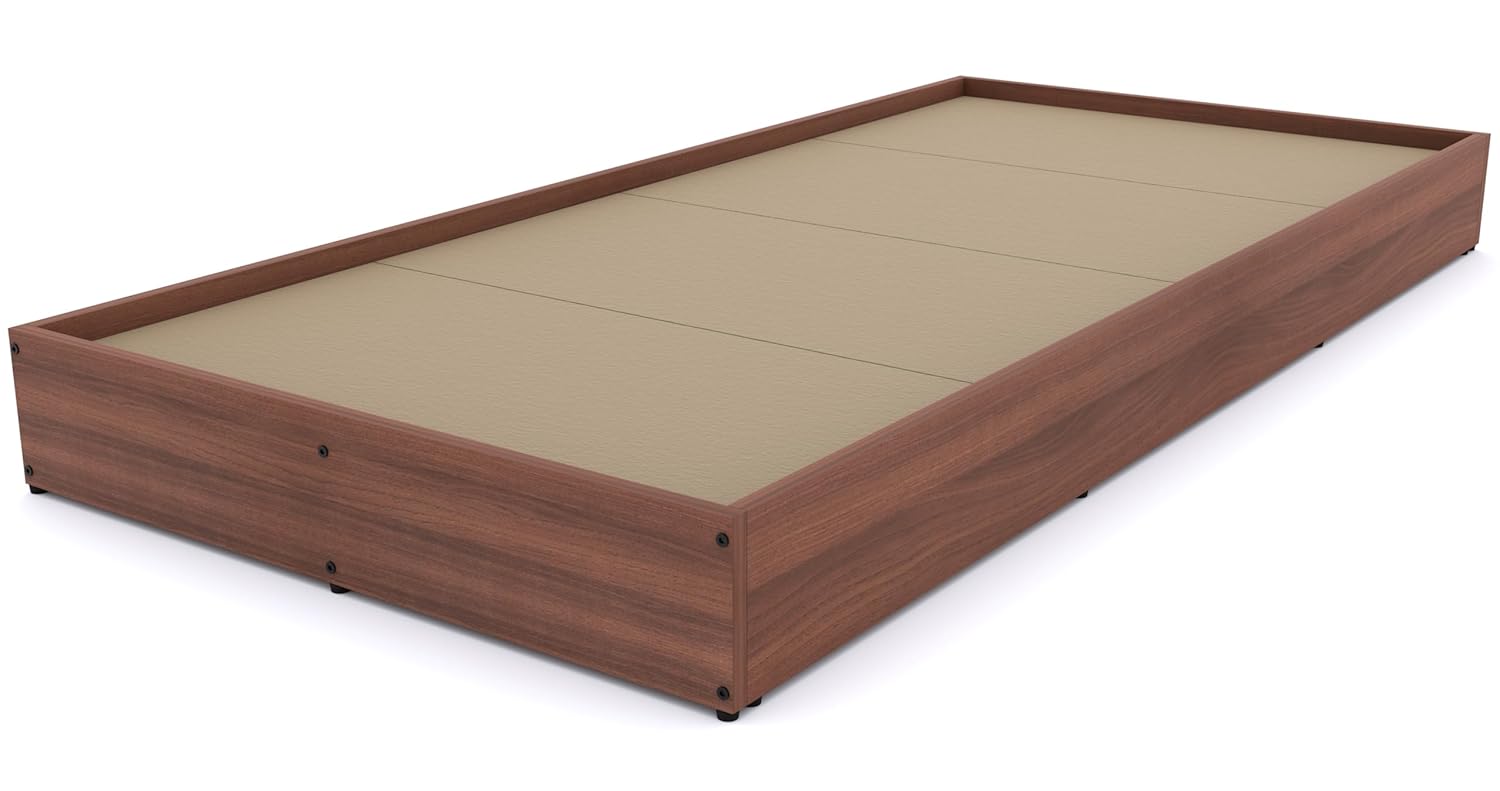 Nice Furniture Engineered Wood  Floor Bed/Cot/Diwan/Palang Storage for Living Room, Drawing Room & Bedroom |   Wooden Single & Double Floor Bed, Walnut Finish. 