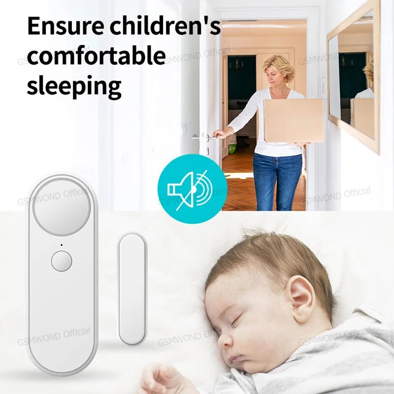 Tuya WiFi Door Window Sensor Independent Open/Close Door Detector Sound Alarm Smart Home Wireless Security Burglar Alarm. 