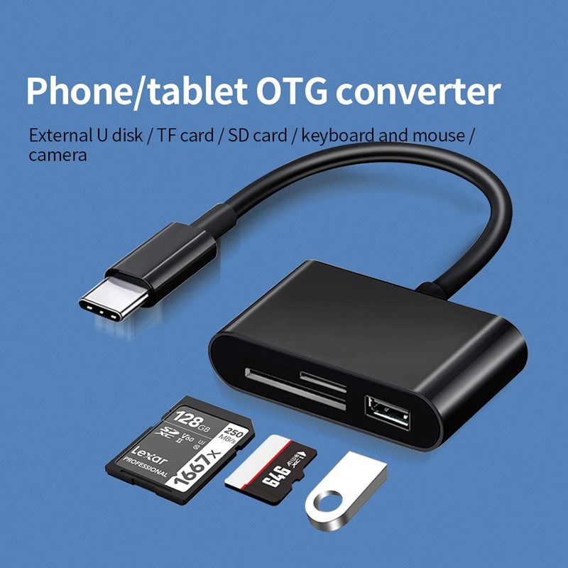 USB Type C Card Reader OTG Adapter SD/TF Card Reader for Smartphone Data Transfer Cable U Disk Reader. 
