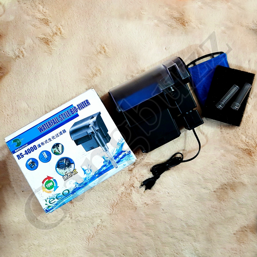 Aquarium Hang-On-Back/Hob Filter – RS-4000 - High-Quality Waterfall Style Bio Filter for Both Mechanical and Biological Filtration For Freshwater & Marine Water Tank.