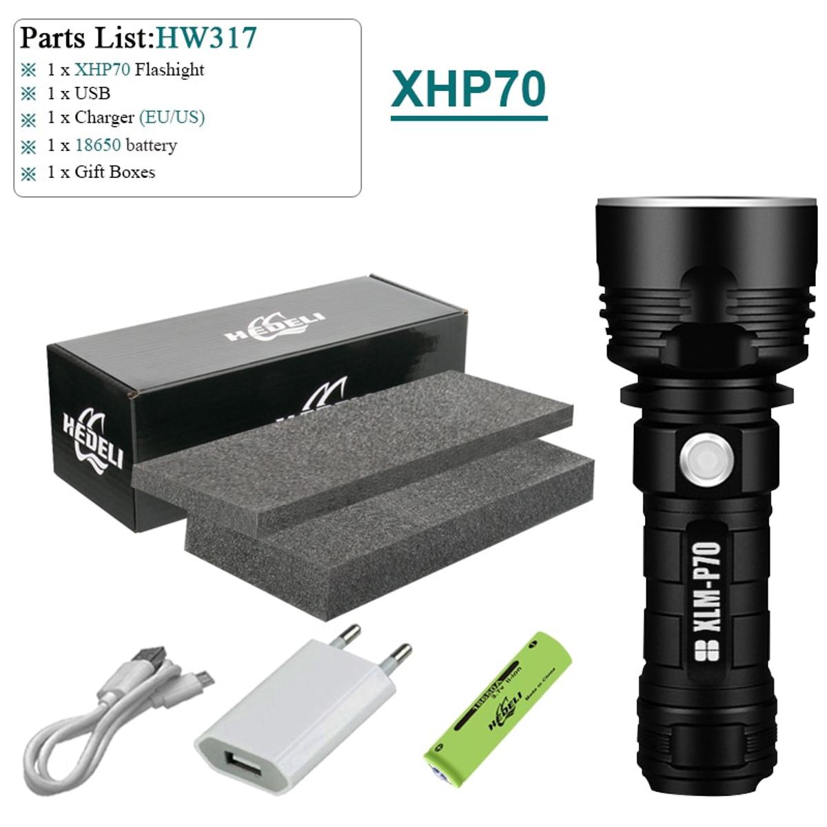 300000 lm mostwerful led  torch cree xhp70 tactical s XML L2 usb rechargeable flash light 18650 hand lamp-Black - XHP70 B-BOX - Black