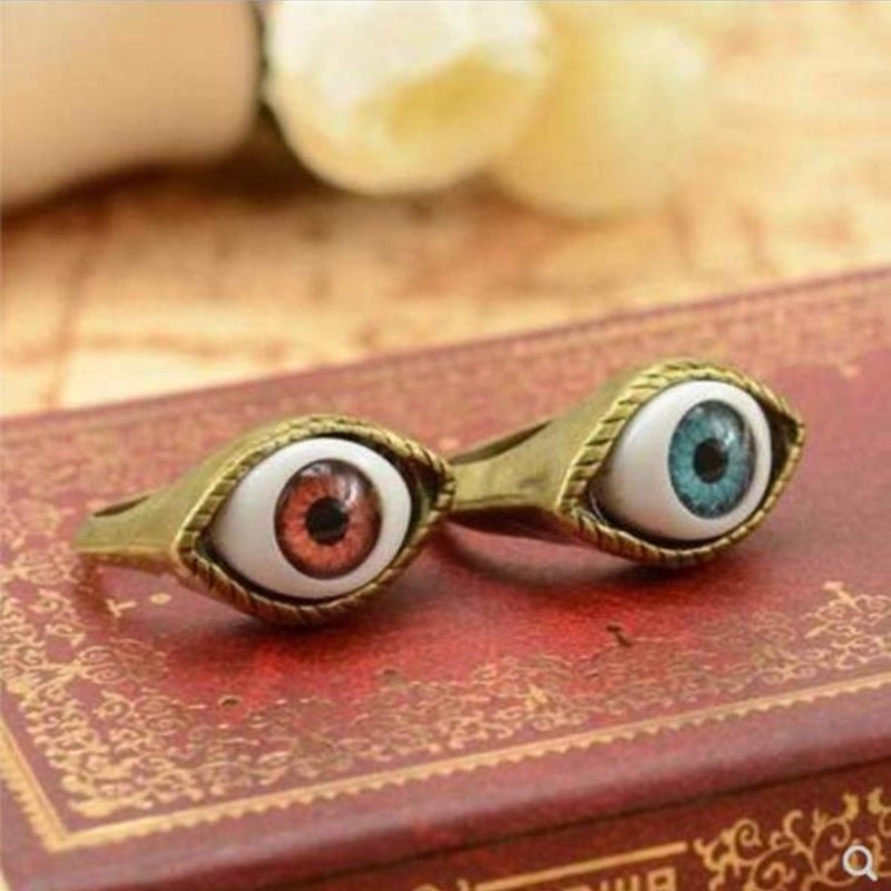 Classic Vintage Turkey Evil Eye Finger Ring Eyeball Punk Goth Jewellery Halloween Gift Fashion Ring for Women Wholesale. 