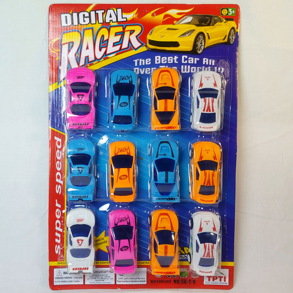 Super Speed Pull Back Racing Toy Car Set-12 Pieces Set. 