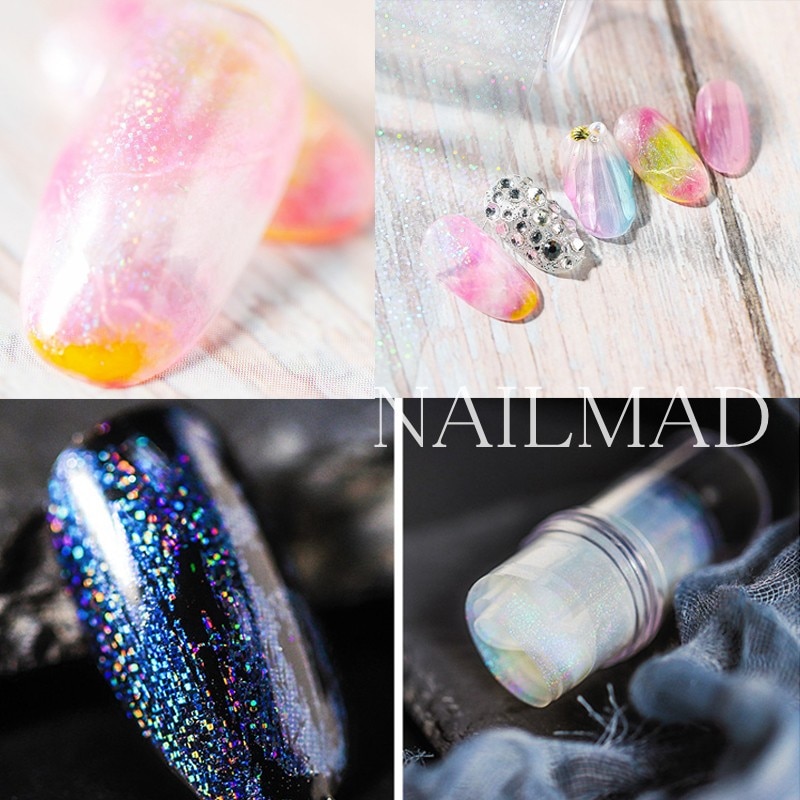【happy one】10pcs 4*50cm Clear Nail Stickers Holographic Holo Triangle Nail Art Decal For Manicure Decorations. 