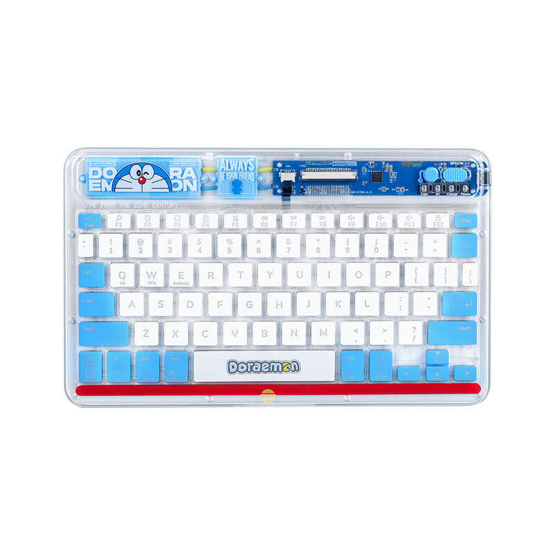 Doraemon and Mouse Set Cartoon Laptop Tablet Bluetooth Colorful Light Wireless Keyboard. 