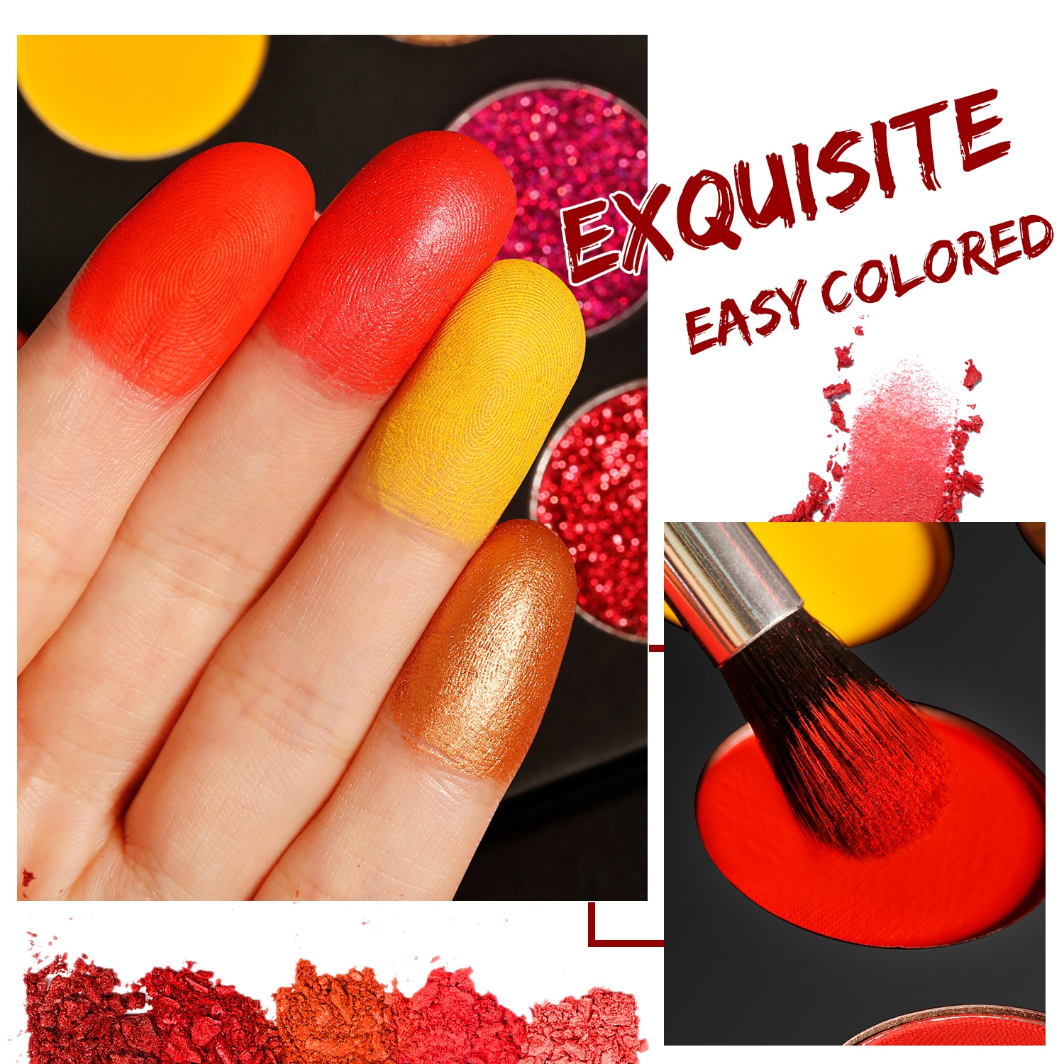 FLAME ROSE Red Eyeshadow Makeup Palette professional,DE'LANCI Pigmented 18 Color Eyeshadow Pallet Matte Shimmer Glitter Abandon Abandon. 