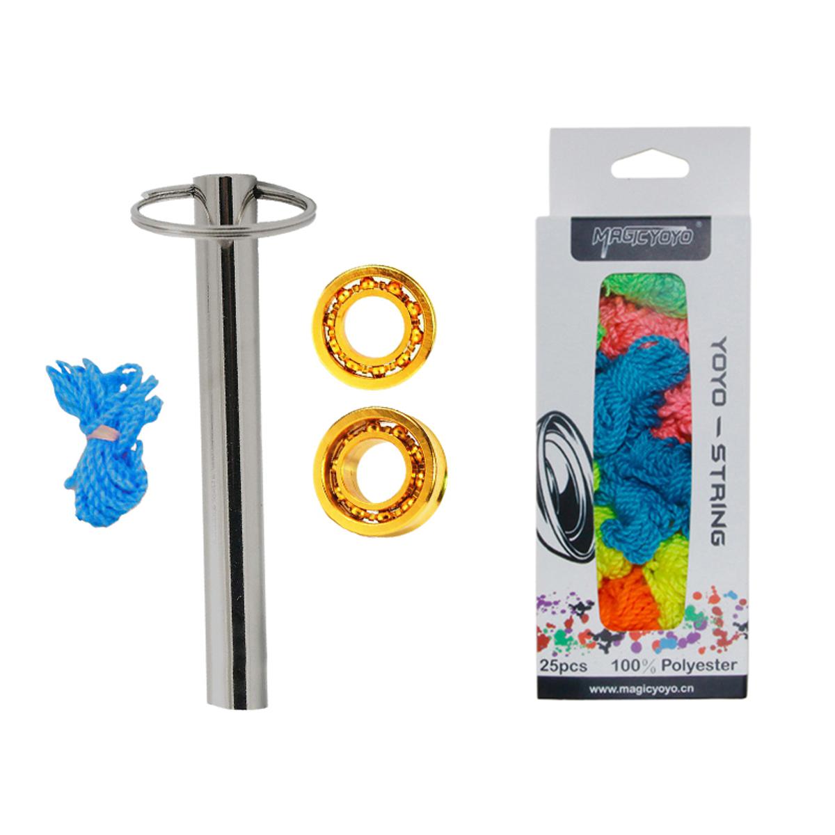 Magicyoyo 1 Set 2 Metal Yoyo 10 Ball Bearings + Bearing Remover & 25Pcs 100% Polyester Professional Yoyo Strings for Responsive and Unresponsive Yoyos,Random Color
