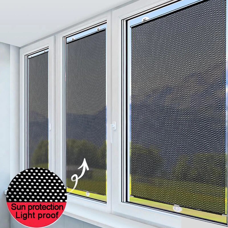 Free-Perforated Balcony Suction Cup Sunshade Blackout Curtain Non-marking and punch-free Blinds Portable Drape for Window Door