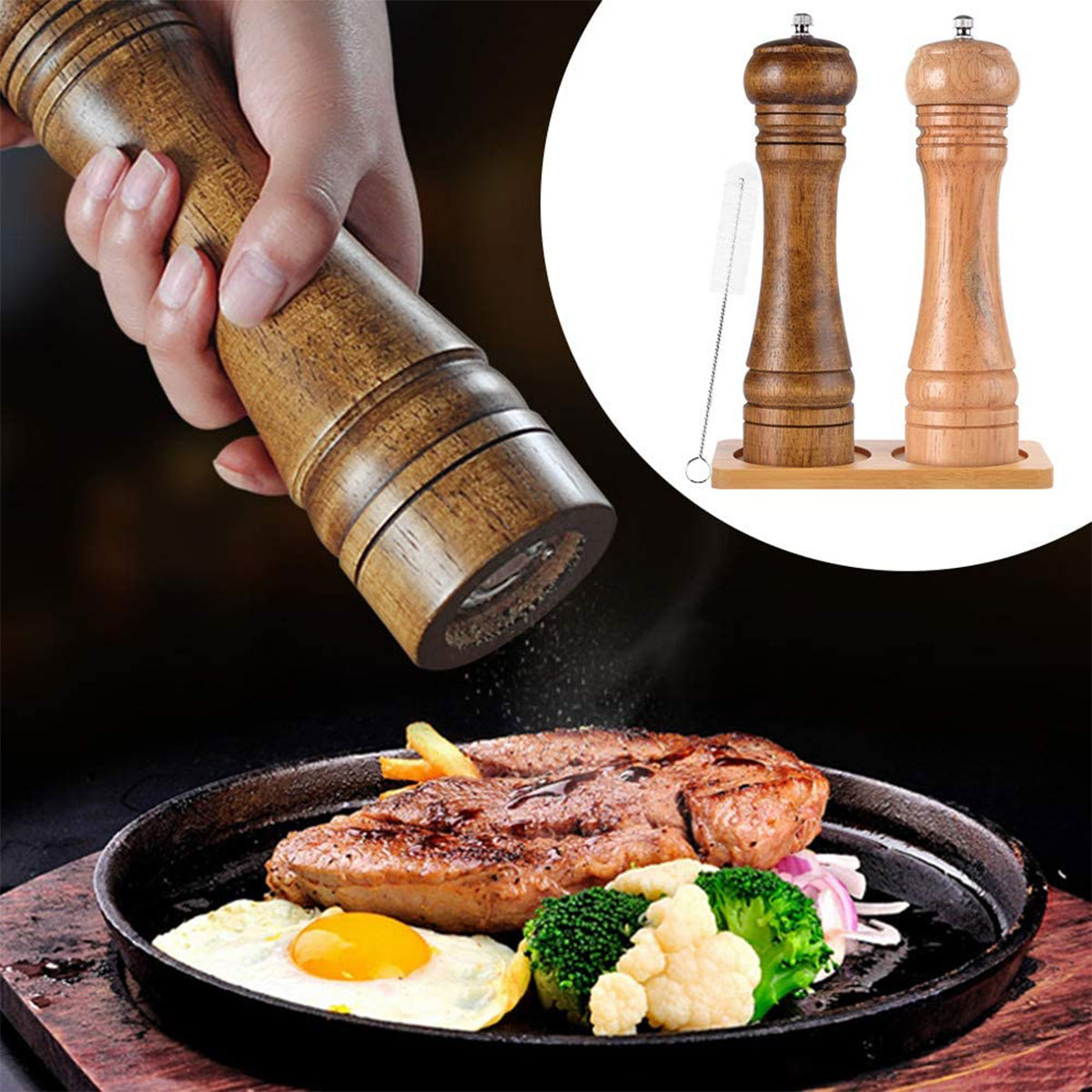 High-quality Grinder of wooden pepper and salt Grinds herbs in as little as 30 seconds for Household Work. 