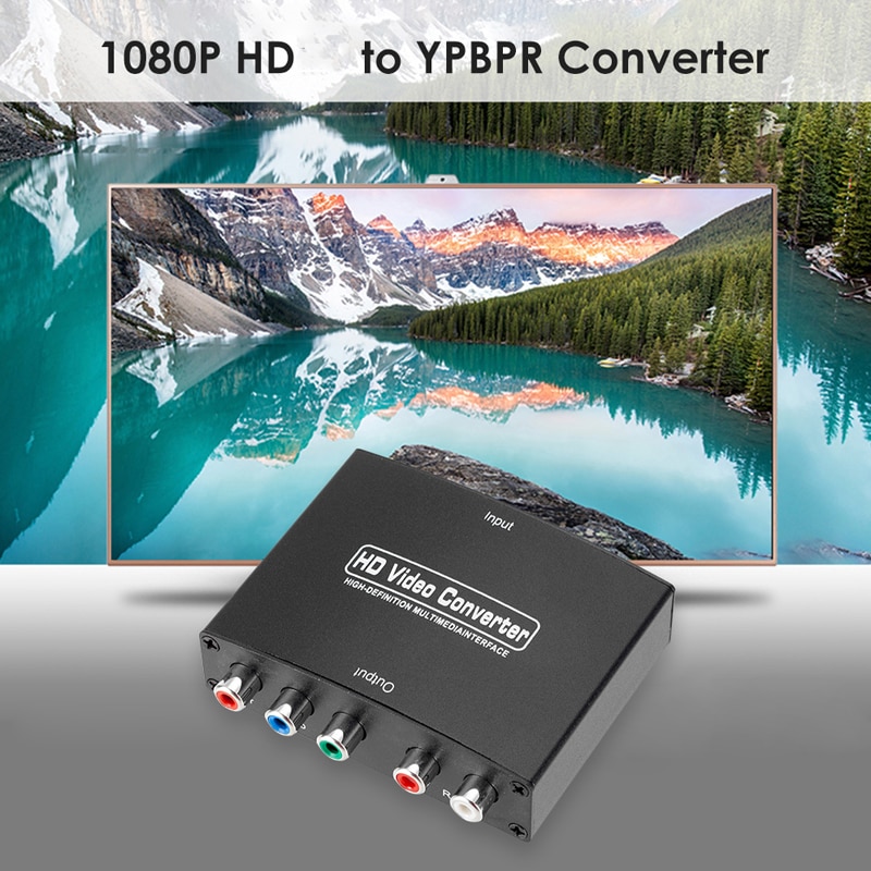 For TV PC DVD HDMI-compatible to 5 RCA Component YPbPr Video Converter 1080P HD YPBPR Component R/L Audio Adapter for Projector Black. 