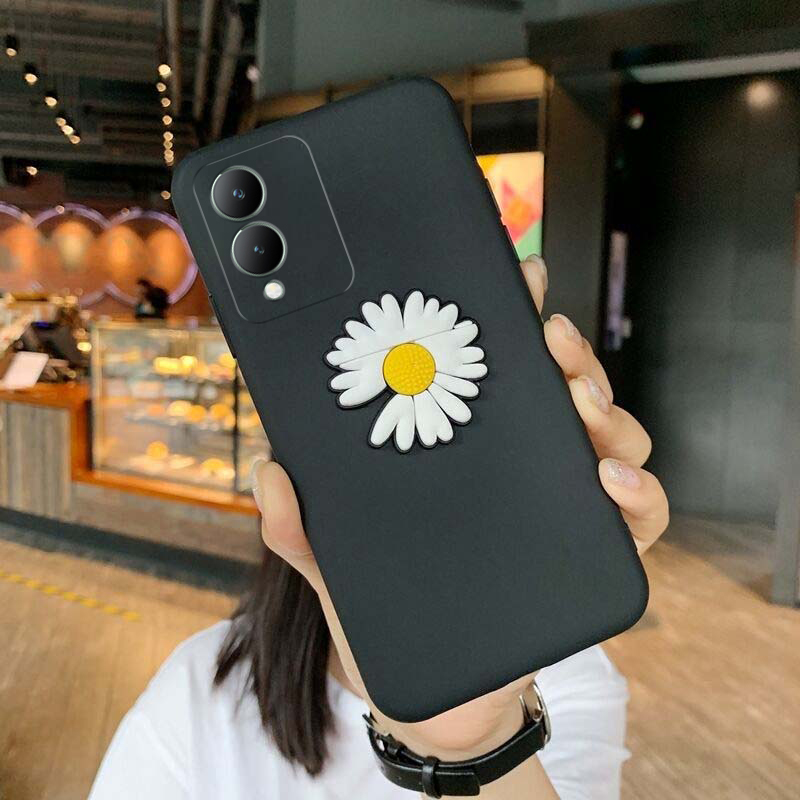 For VIVO Y17S Case + Flower Chrysanthemum Support Ring for Fall Prevention for VIVO Y17S Back Cover