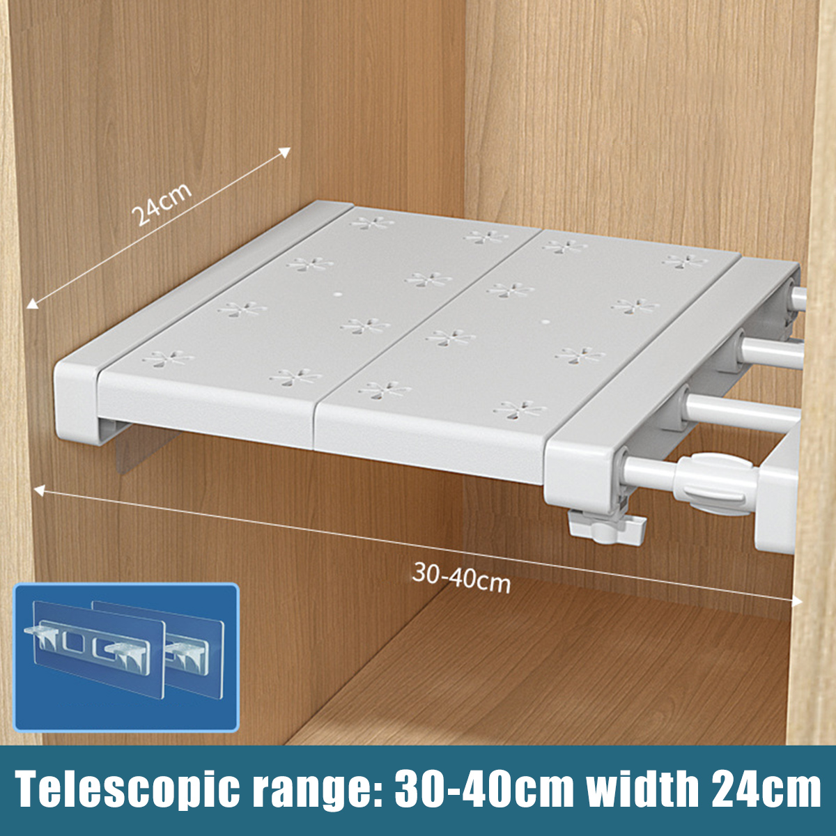 Extendable Closet Shelf DIY Adjustable Wardrobe Divider Cabinet Rack Wall-mounted Space Saving Partition Divider Organizer 1/2Pc. 