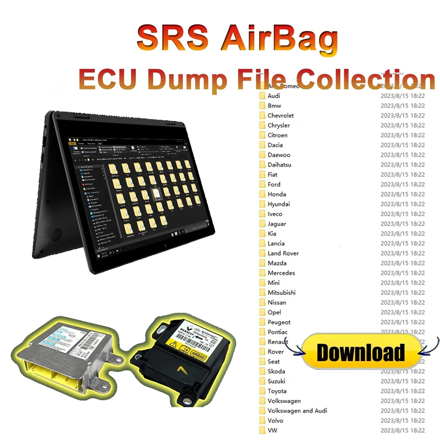 SRS Airbag ECU Dump File of Blocks Original Large Database of Firmware Dumps Airbag CARPROG SOLUTIONS No Crash Virgin