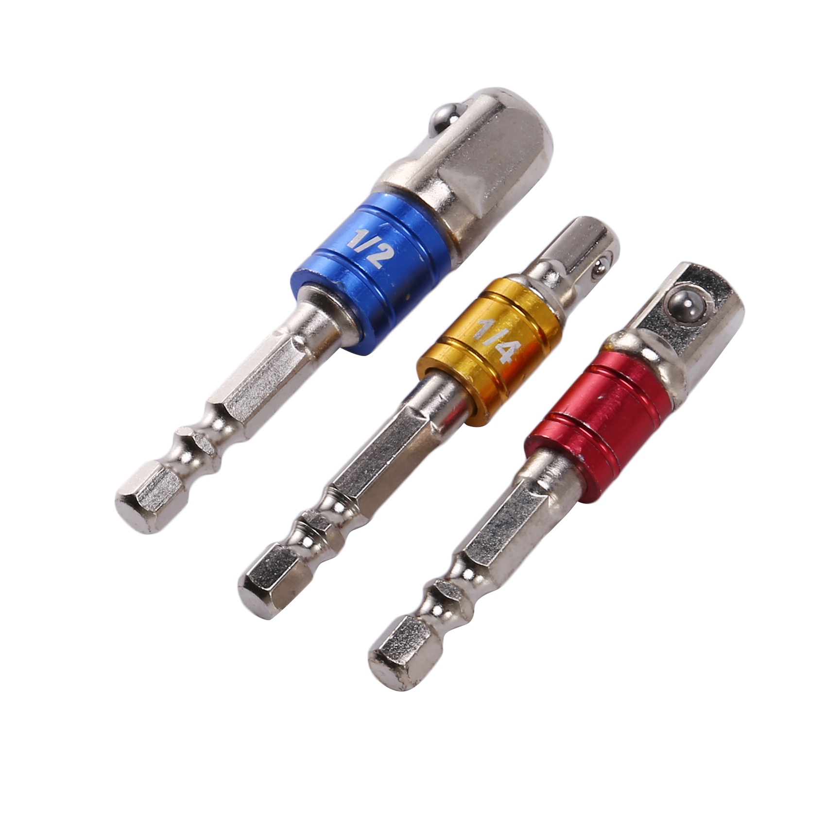 3PCS Socket Adapter Impact Set Hex Shank to 1/4 3/8 1/2 inch Colorful Extension Converter Impact Drill Bits Driver Hand Tools Turns Drill Into High Speed Nut Driver. 