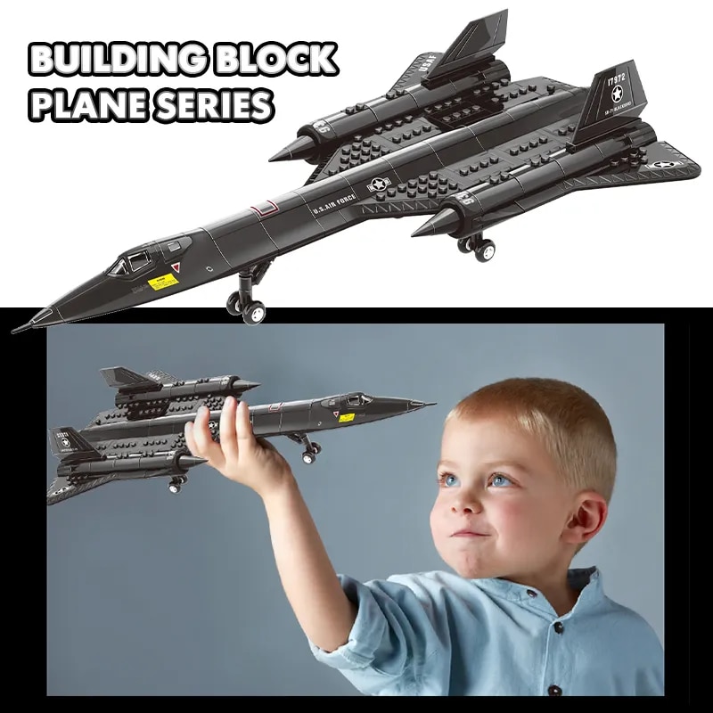 US Air Force SR-71 Blackbird Reconnaissance Airplane Alloy Model Fighter Assembling Building Block Toy Children Block Toys Gift. 