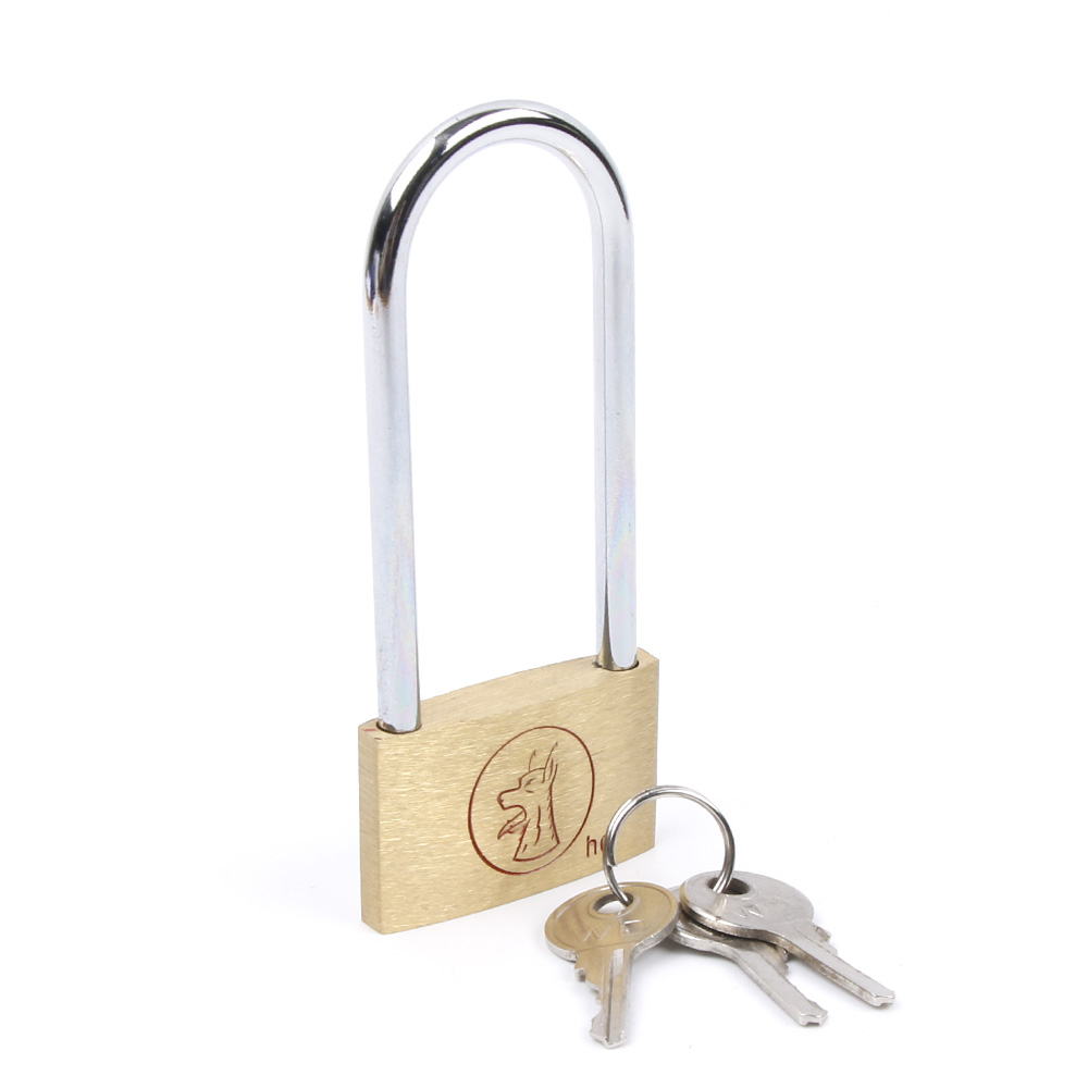 New Brass Padlock Long Shackle Travel Luggage/Suitcase/Gate Lock Security 3 Keys. 