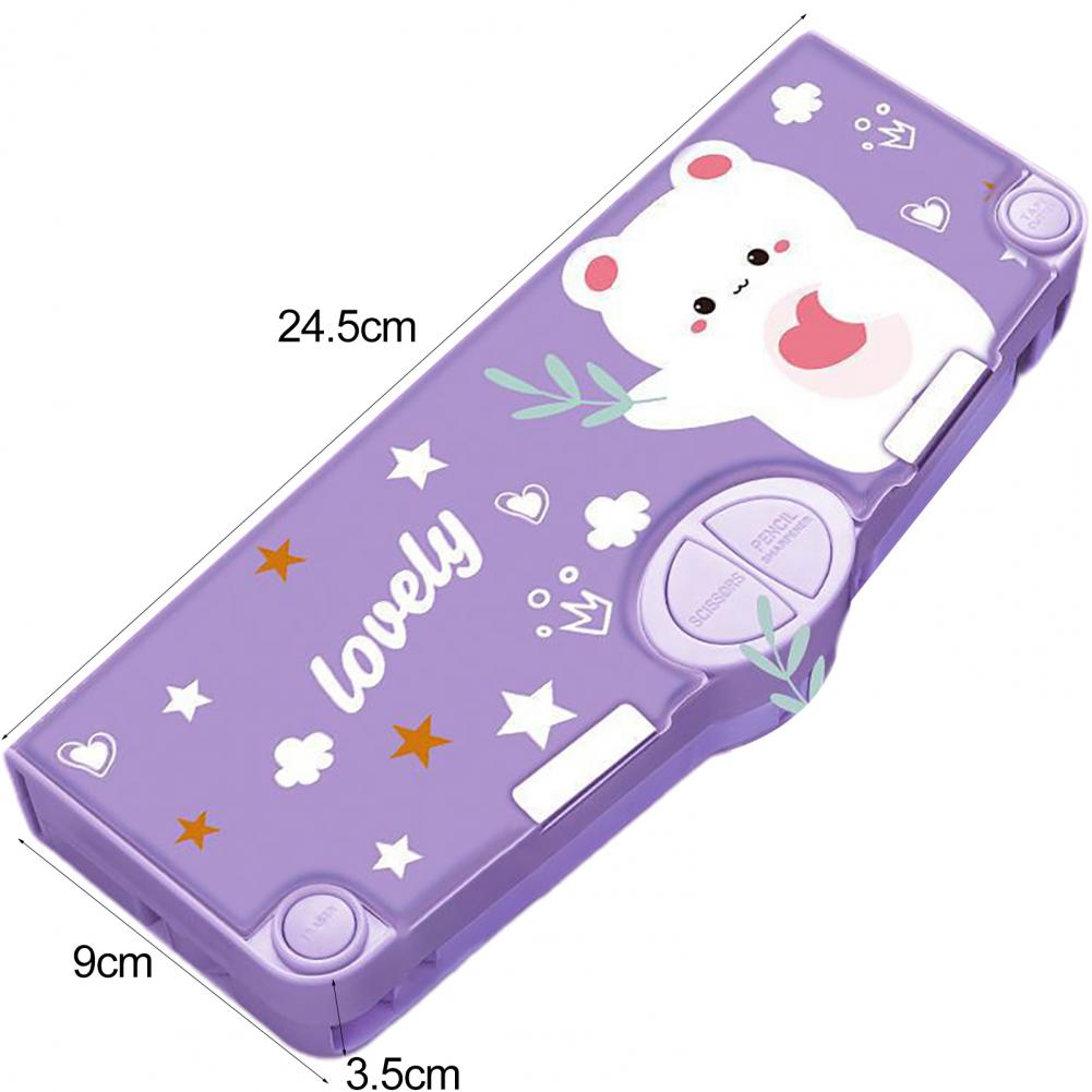 Innovative Pencil Box School Timetable Tidy Name Tag Cartoon Astronaut Pattern Student Double Layer Stationery Holder. 