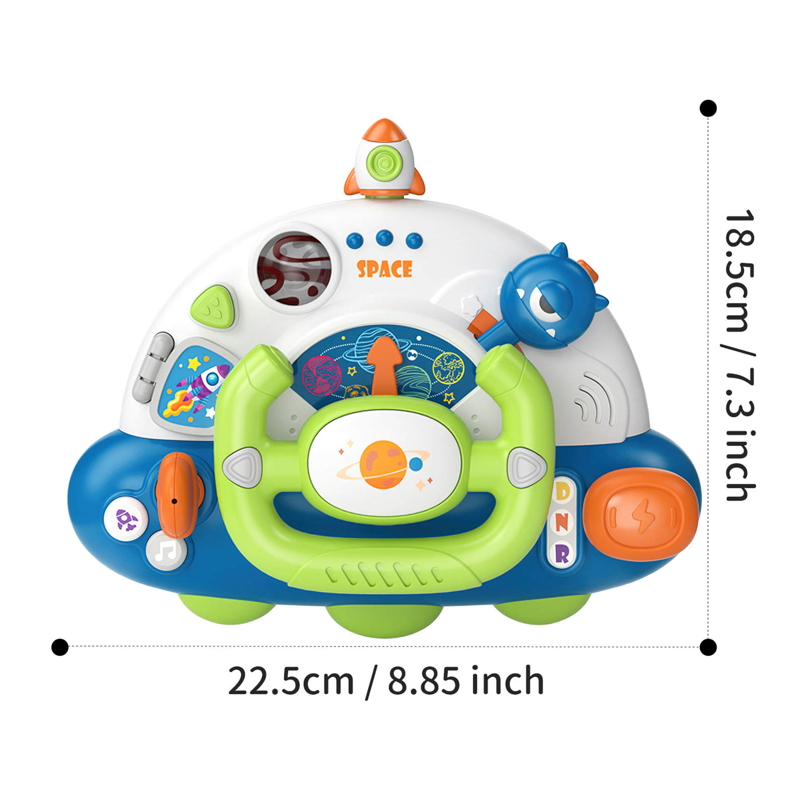 Interactive Steering Wheel Toy Interactive Kids Spaceship Steering Wheel Toy with Music Lights Educational Pretend Driving Toy for Boys Girls Fun Rocket Swing Simulation Wheel Perfect for Toddlers. 