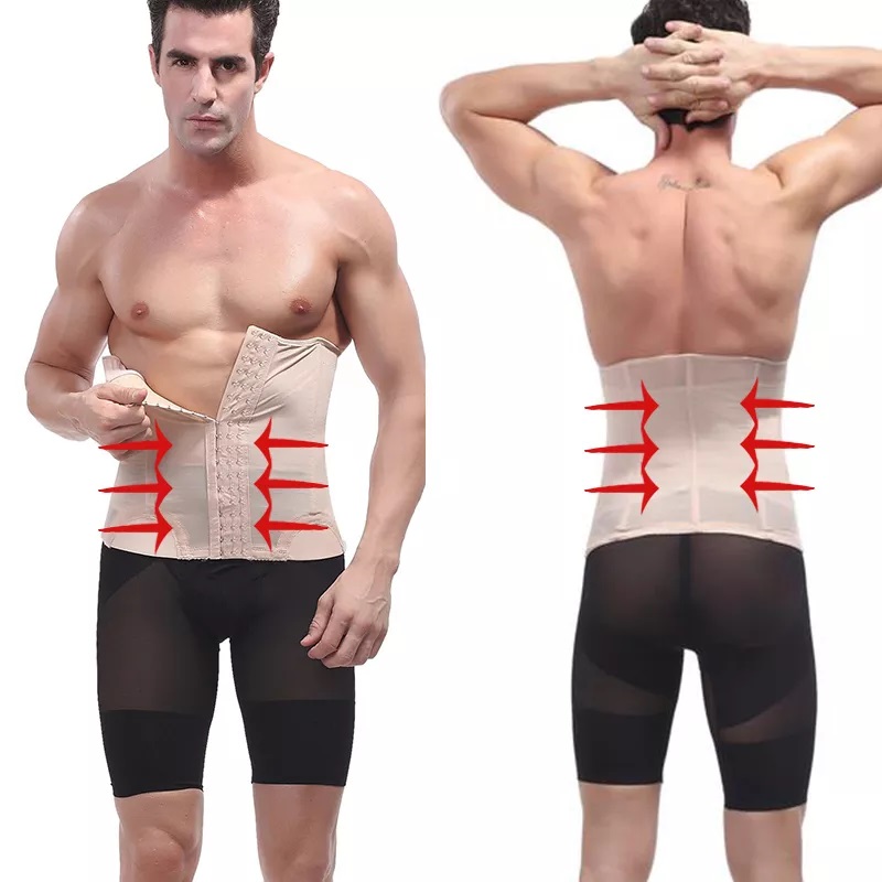 MEN'S Fitness Belt Three-row Buckle Adjustable Belly Trainer Waist Support Slimming Belt