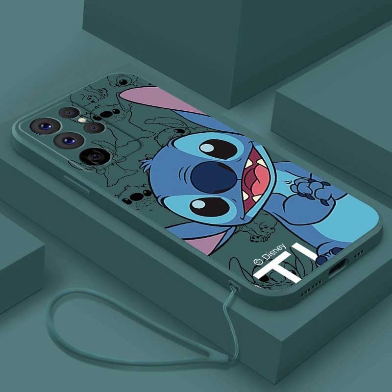 Samsung Galaxy S24 Ultra S24+ Plus S24Ultra Cover Joyful Cute Stitch Flexible Silicon Phone Case Frosted Rubber Soft Cover. 