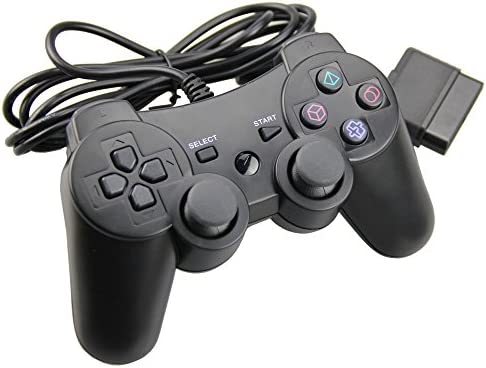 Sony Dual Shock 2 Joypad Black Game Controller Twin Shock Joypad Pad for Dualshock 2 controller PS2 Built-in-Double Vibration Motors video game consoles. 