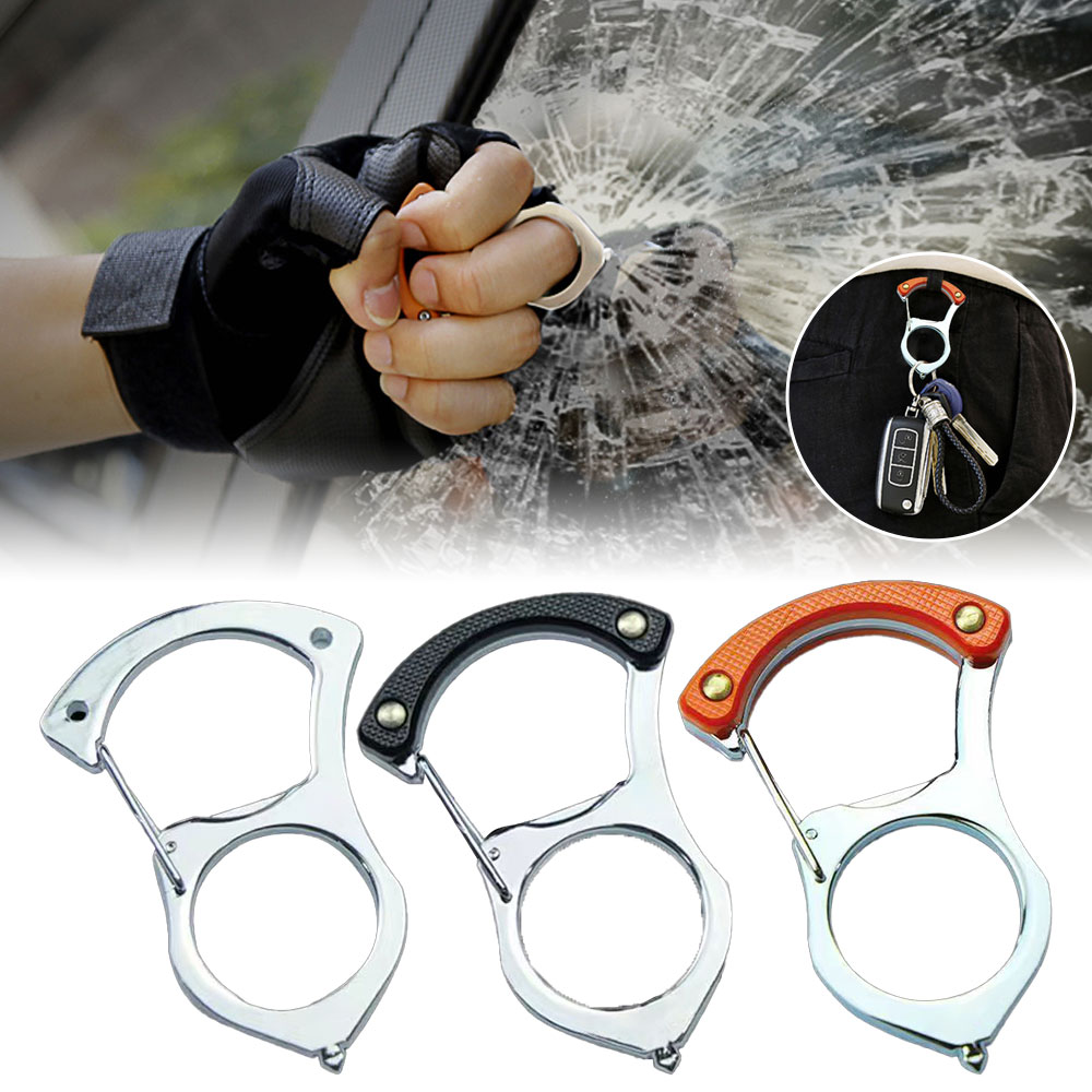 Multifunction Car Key Buckle Self Protection Hook Keychain Survival Tool Mountaineering Buckle Broken Window Bottle Opener