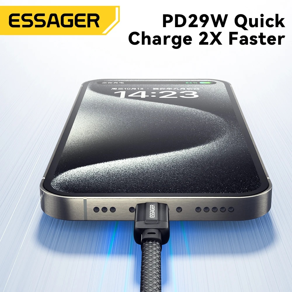 Essager 29W Magnetic Cable USB C to Lightning 3A Fast Charging Tangle-Free Magnetic Charger Cord for Airpod iPhone 14 13 12 pro. 