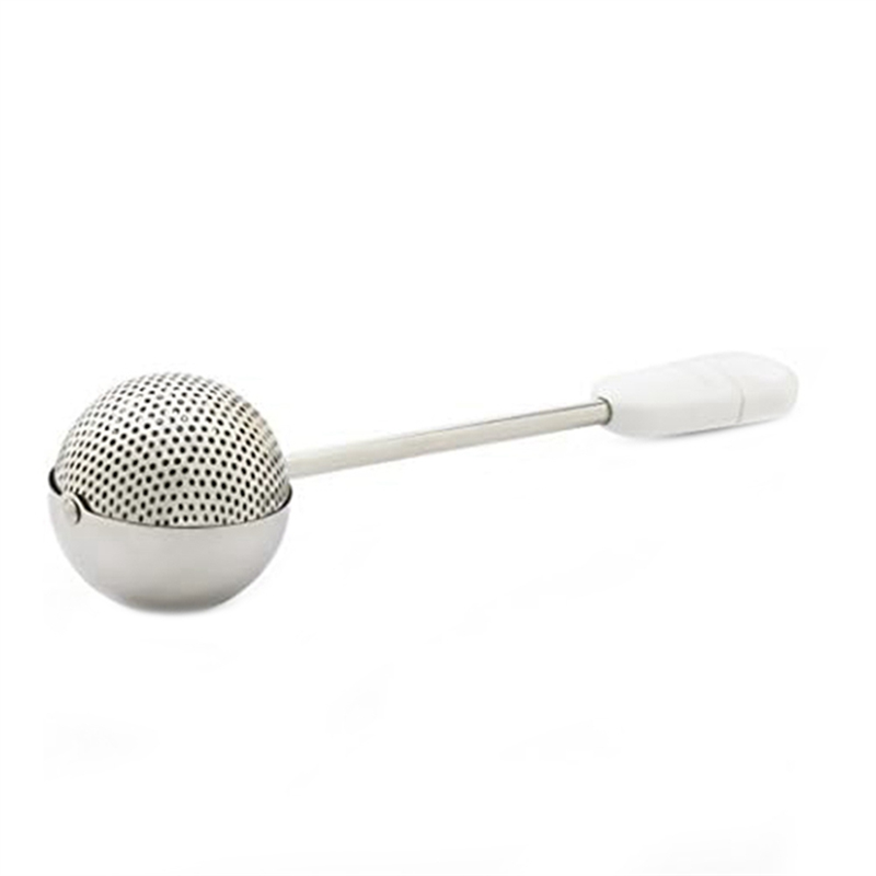 White Dusting Wand for Sugar, Flour and Spices, Stainless Steel,Filter Ball,Tea Leakage Net