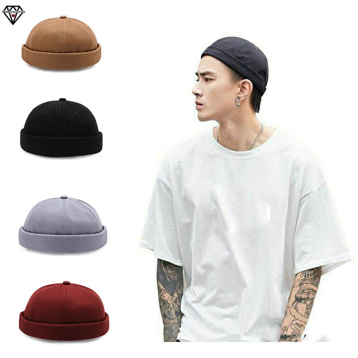 Sailor Cap Brimless Hat -Docker Hat- Pure Colour Vintage Melon Skin Cap -Pure Cotton Beanie Hat Skull Cap -Multiple Colours