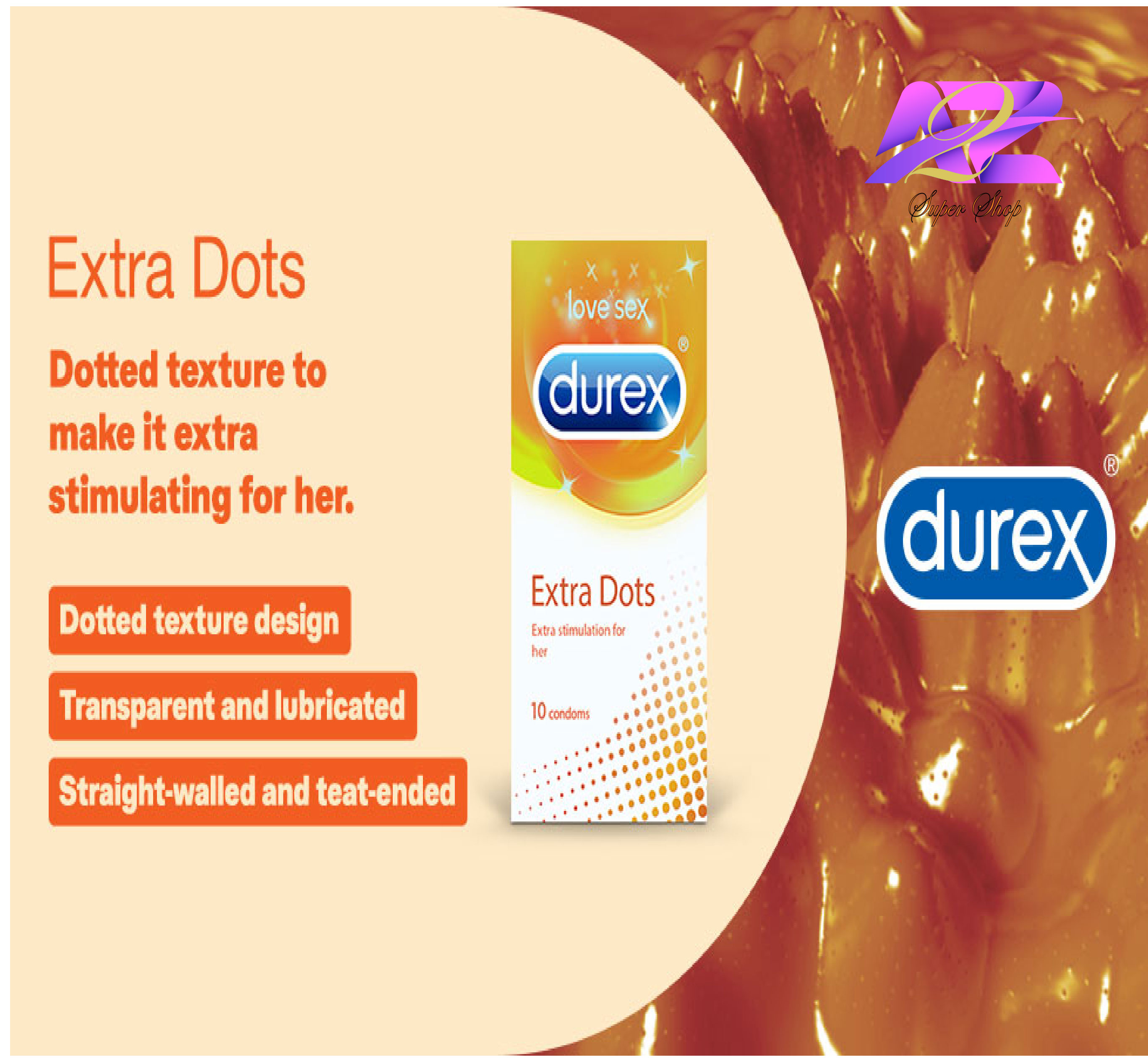 Durex Extra Dots Condom - 10Pcs 3's combo Pack (Made In India). 