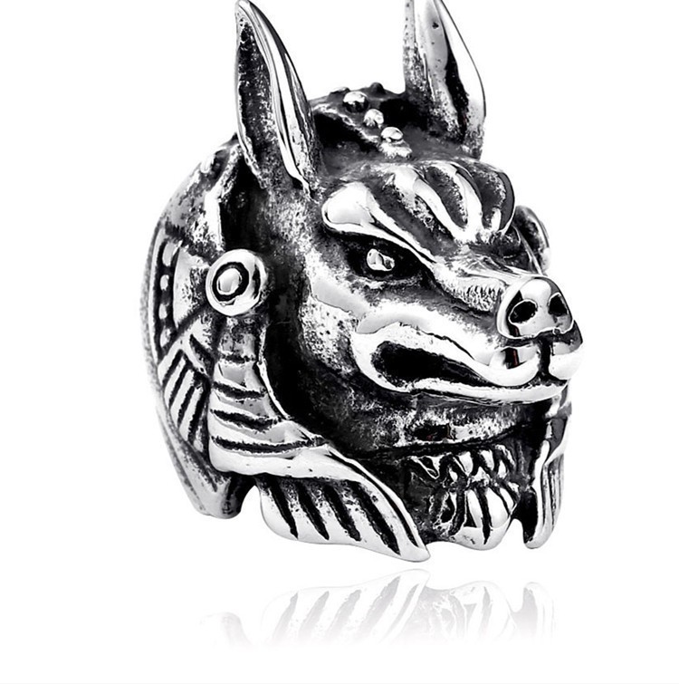 Azure wish domineering wolf head hipster men's ring series cross-border retro distressed temperament ring factory direct sales. 
