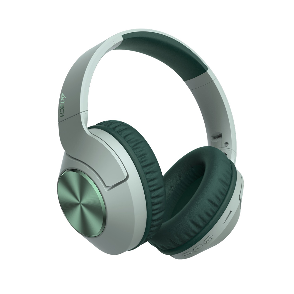 A4tech 2Drumtek BH300 Bluetooth Wireless Headphone - Bluetooth 5.3 Connection - Hybrid Diaphragm - Omni-Directional Mic. - 35H Playback Time - Ash Grey / Matcha Green. 