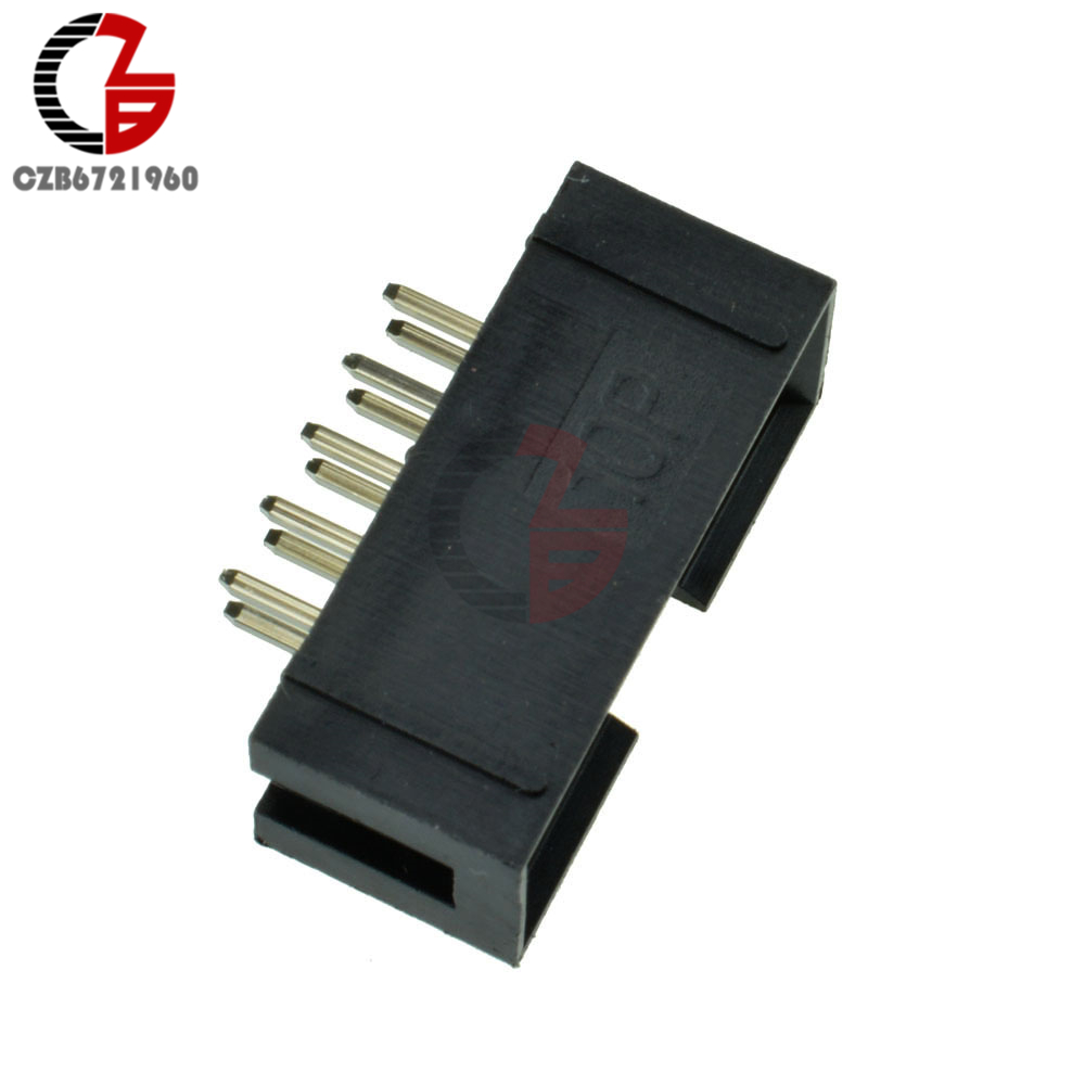 50pcs 2.54mm 2x5 Pin 10 Pin Straight Male Shrouded Header Idc Socket New