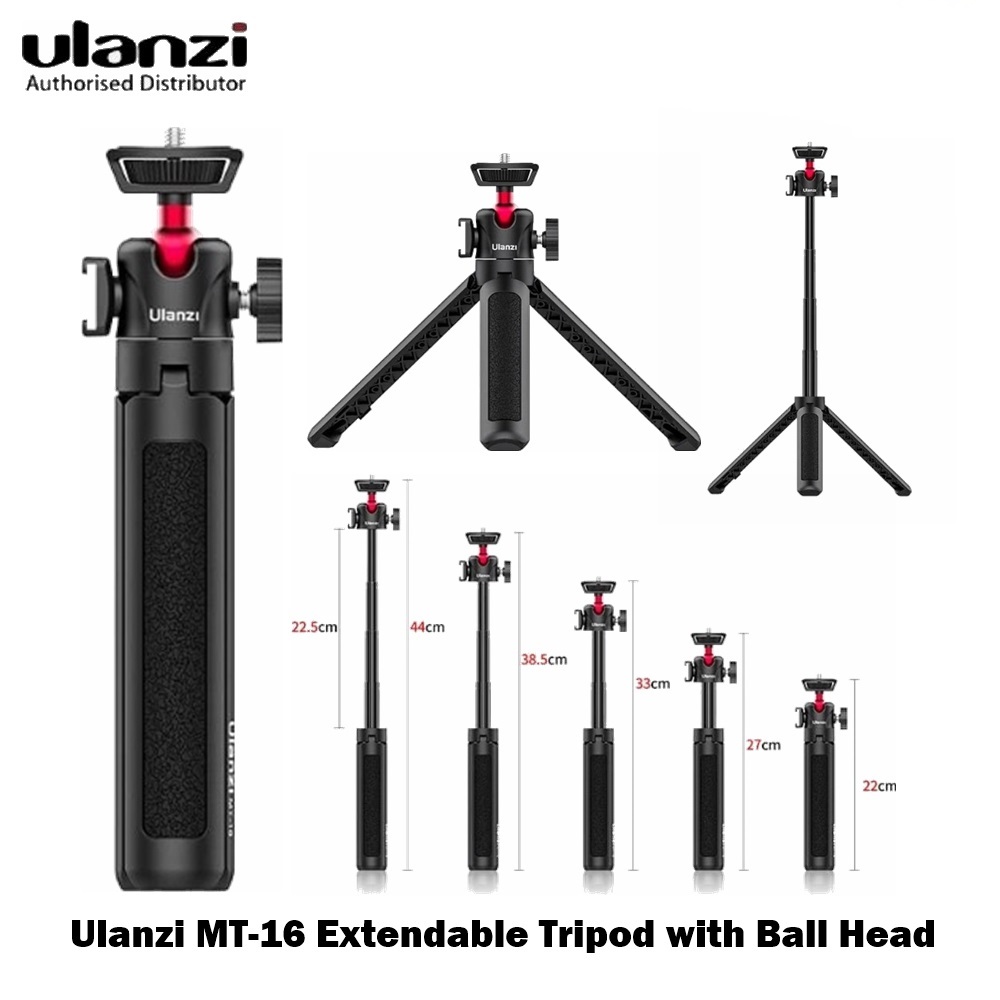 Ulanzi MT-16 Camera Tripod Stand, Mini Tabletop Selfie Stick Tripod with Cold Shoe, Travel Tripod for iPhone 12 Canon G7X Mark III Sony ZV-1 RX100 VII A6600 Vlogging Filmmaking
