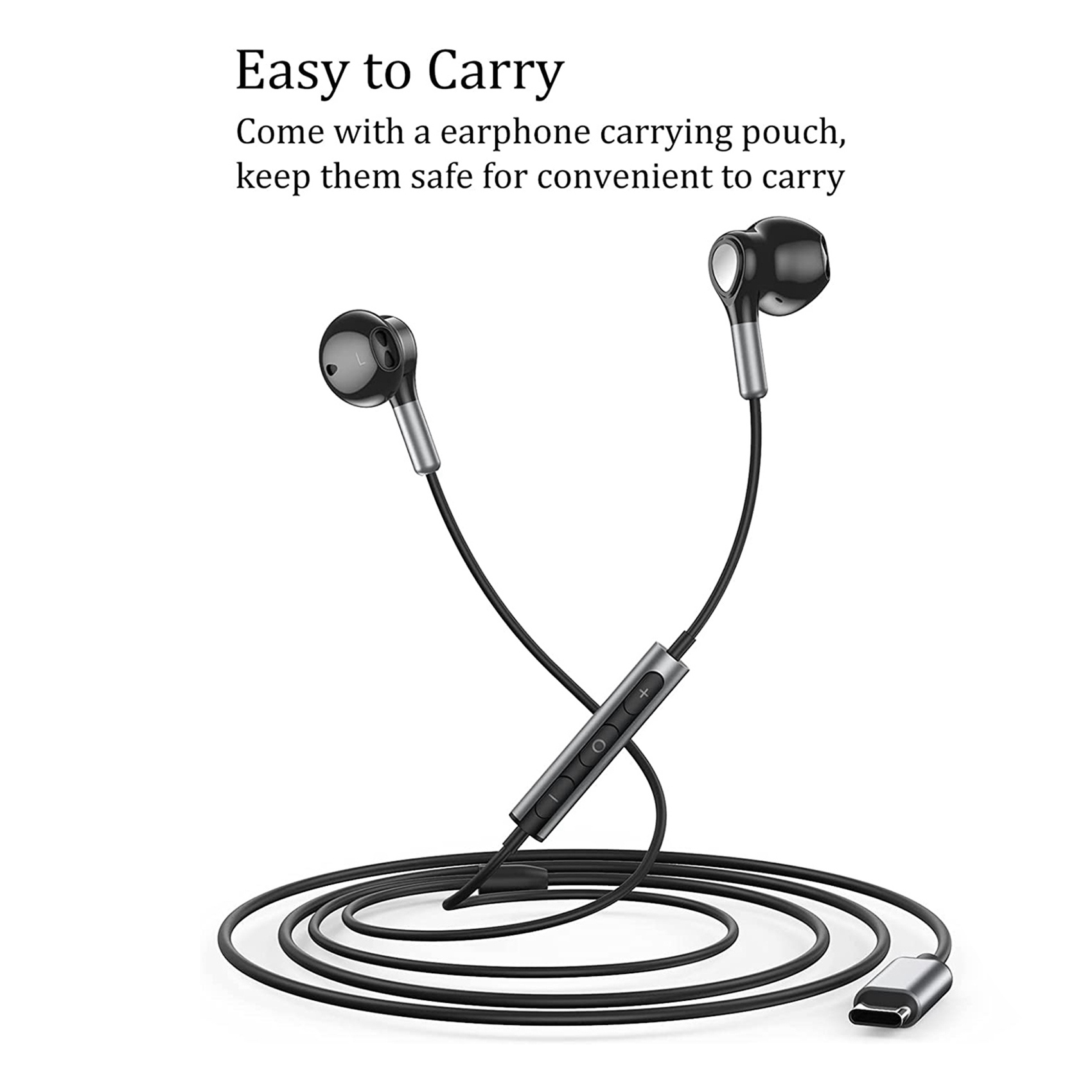 Type C Headphones with Microphone and Volume Control for Samsung S22 S21 S20 FE A53. 