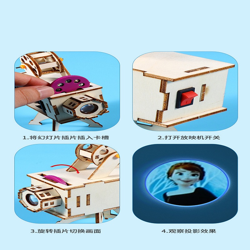 DIY Wooden Science Project Model Kit Science Experiment Toy Early Learning Toys for Children Gifts Birthday Projector Luhuai CVC. 