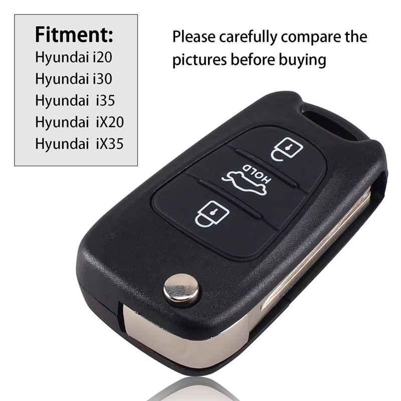 3 Buttons Flip Folding Remote Key Shell Case for Hyundai I20 I30 I35 IX20 IX35. 