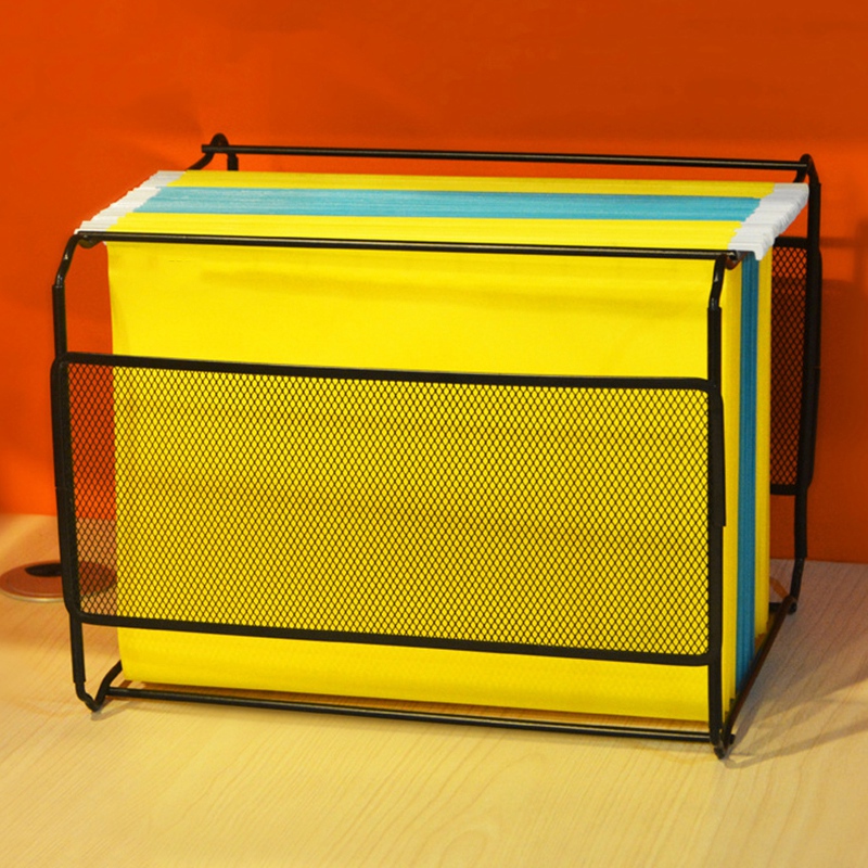 A4 Mesh Metal File Organizer Box Hanging File Folder Box Desk Storage Holder Shelf Holder Storage for Office Home. 