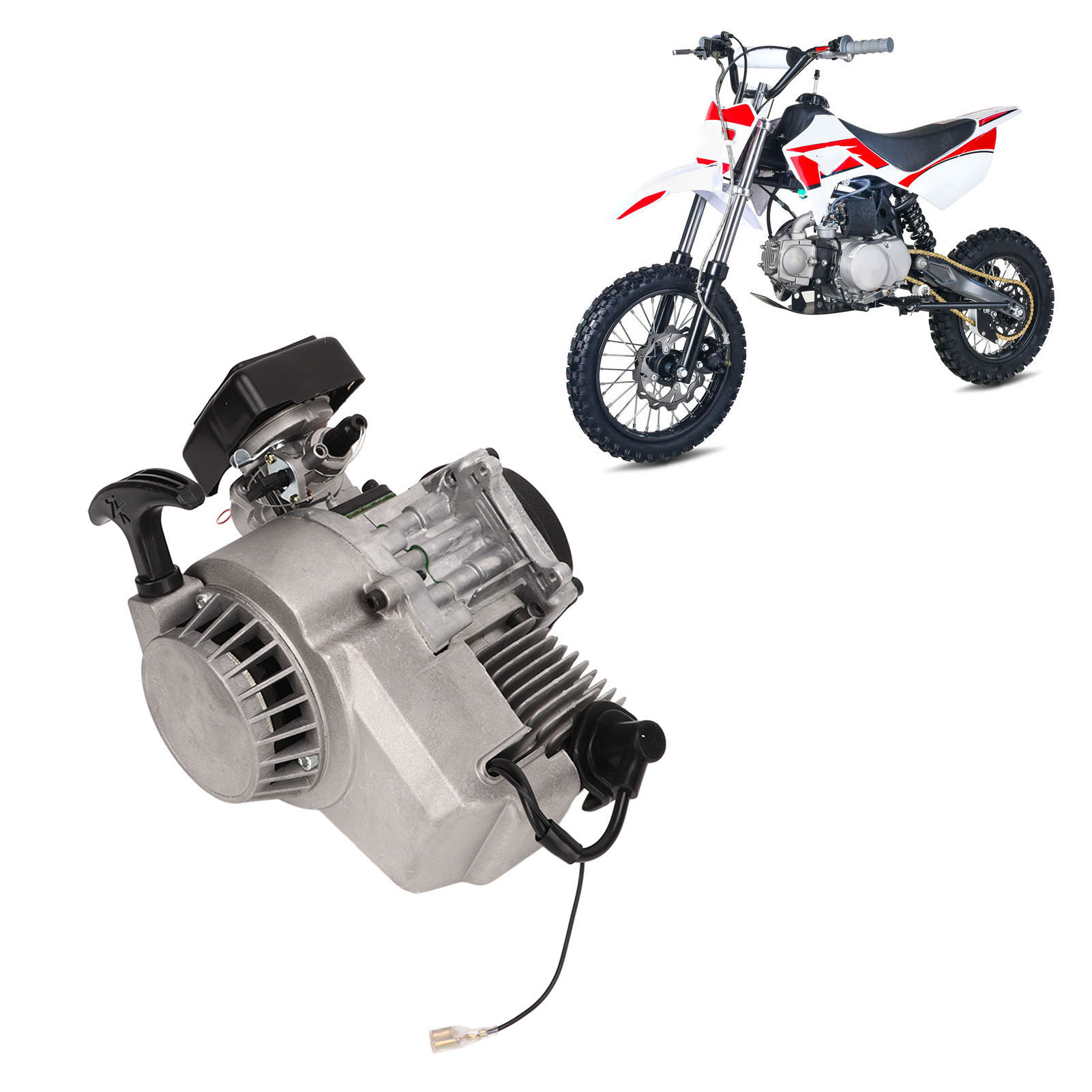 Pull Start Engine Motor, 49cc 2 Stroke Engine Motor High Horsepower for Pocket Bike. 
