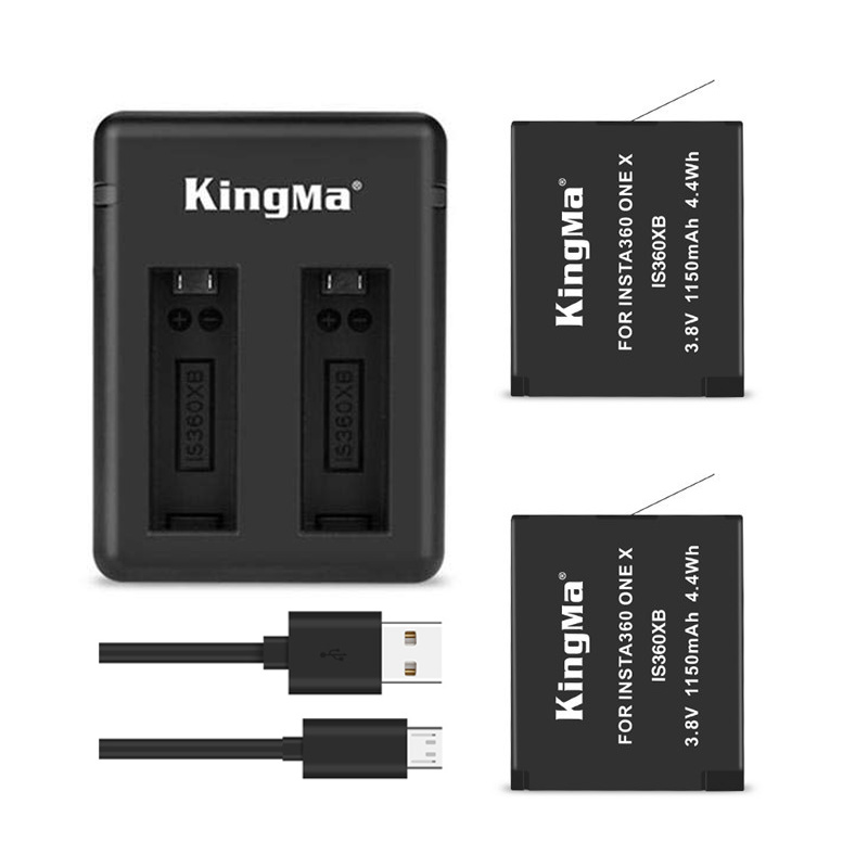 1150 mAh Original Kingma lithium Battery For Insta 360 X Camera +2 Slots usb Cable Fast Charger For Insta360 One X Accessores. 