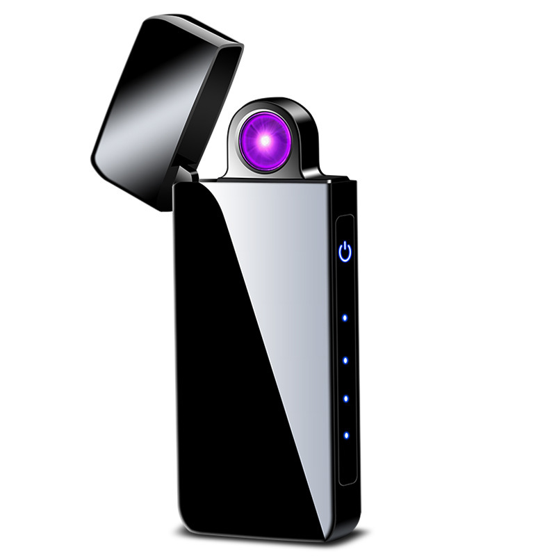 New Rotating Firefox USB Charging Lighter Fingerprint Induction Windproof Arc Cigarette Lighter Creative Gift Wholesale