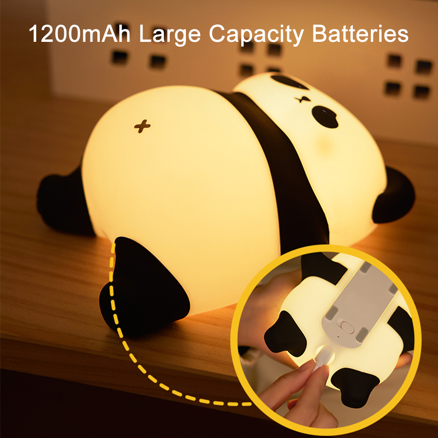 Panda LED Night Light USB Rechargeable Touch Silicone Patting Lamp Children Night Sleeping Mood Light Bedroom Decor Kid Gift Toy. 