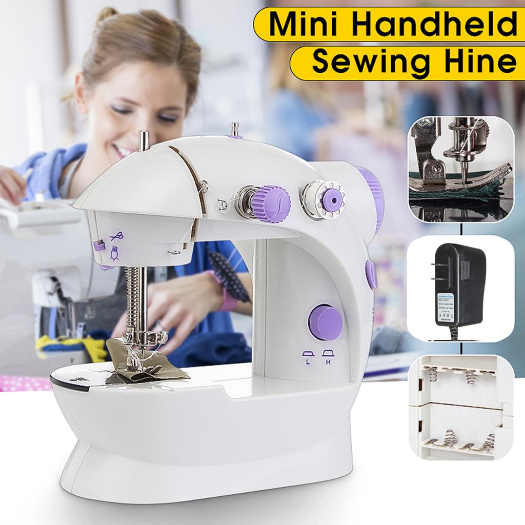 মিনি সেলাই মেশিন / Mini Sewing Machine  5 in 1 - Dual Speed Portable Mini Electric Pedal Double Threads Rewind Swing Machine